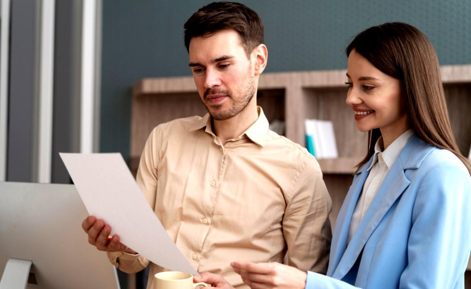 Business professionals analyzing financial data and charts